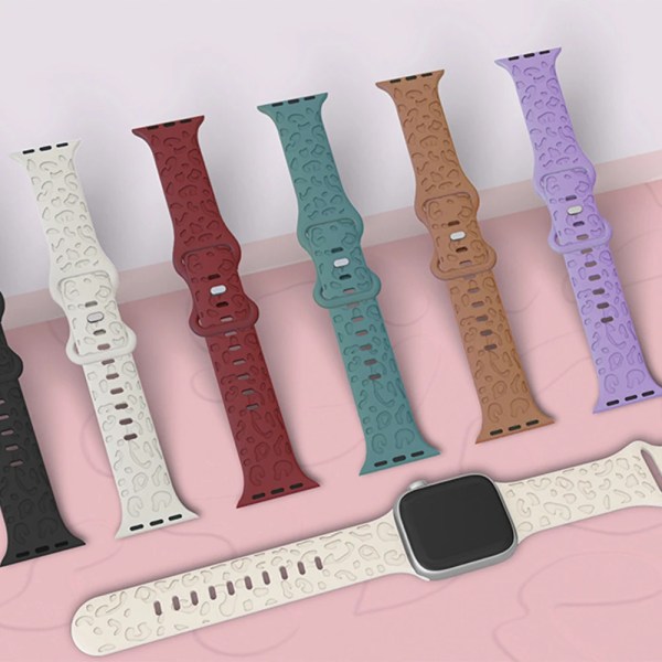 Strap For Apple Watch Band Engraved Leopard Print Design