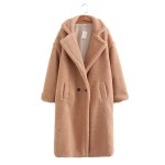 Women Wool Thick Warm Pockets Button-up Loose Faux Fur Coat Women Wool Thick Warm Pockets Button-up Loose Faux Fur Coat