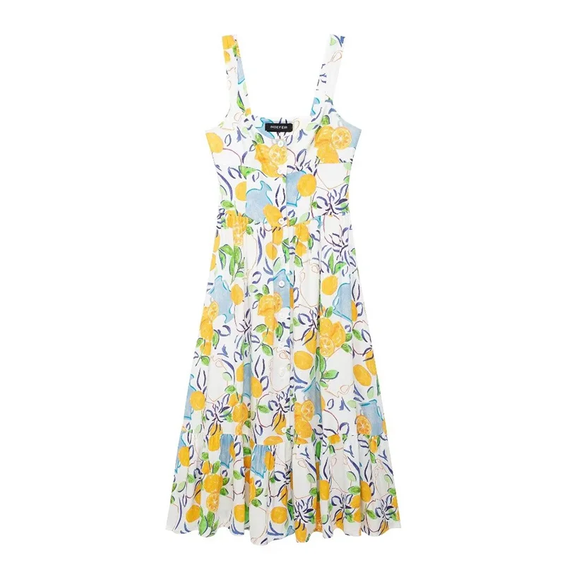Women’s Holiday Lemon Print Slip Dress