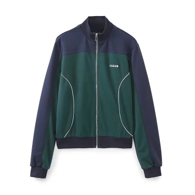 Preppy style Women’s Contrasting Color Zipper Threaded Patchwork Jacket Trackie set Preppy style Women’s Contrasting Color Zipper Threaded Patchwork Jacket Trackie set