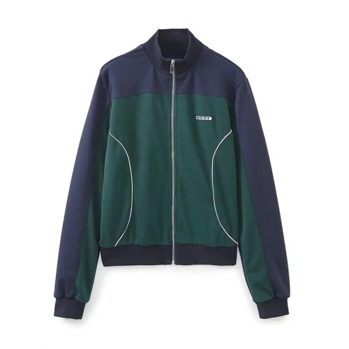 Preppy style Women’s Contrasting Color Zipper Threaded Patchwork Jacket Trackie set Preppy style Women’s Contrasting Color Zipper Threaded Patchwork Jacket Trackie set