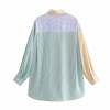 Women’s Fashion Hit Color Striped Print Two-Piece – Buttoned Casual Top and Shorts Set for Summer