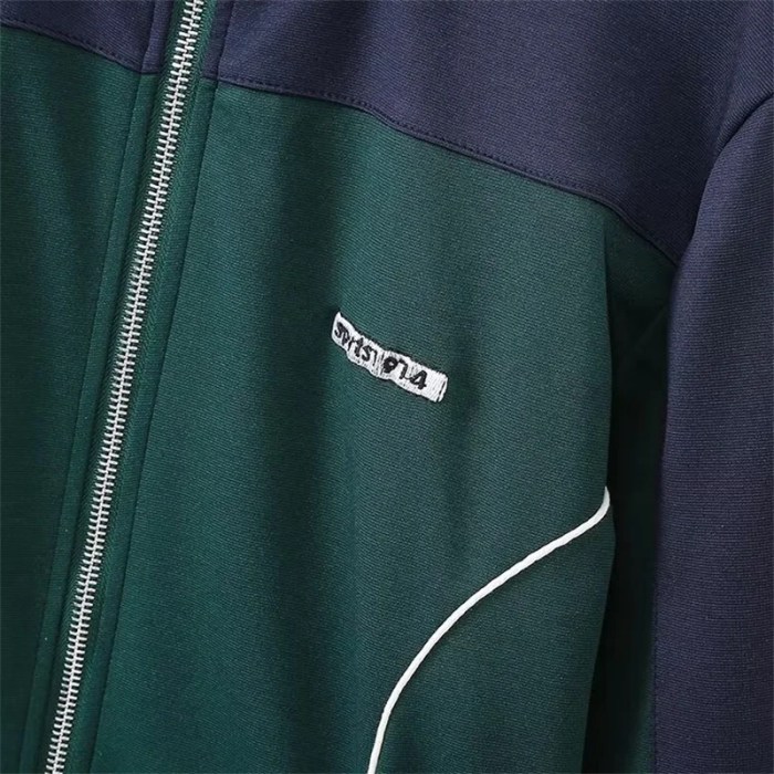 Preppy style Women’s Contrasting Color Zipper Threaded Patchwork Jacket Trackie set Preppy style Women’s Contrasting Color Zipper Threaded Patchwork Jacket Trackie set