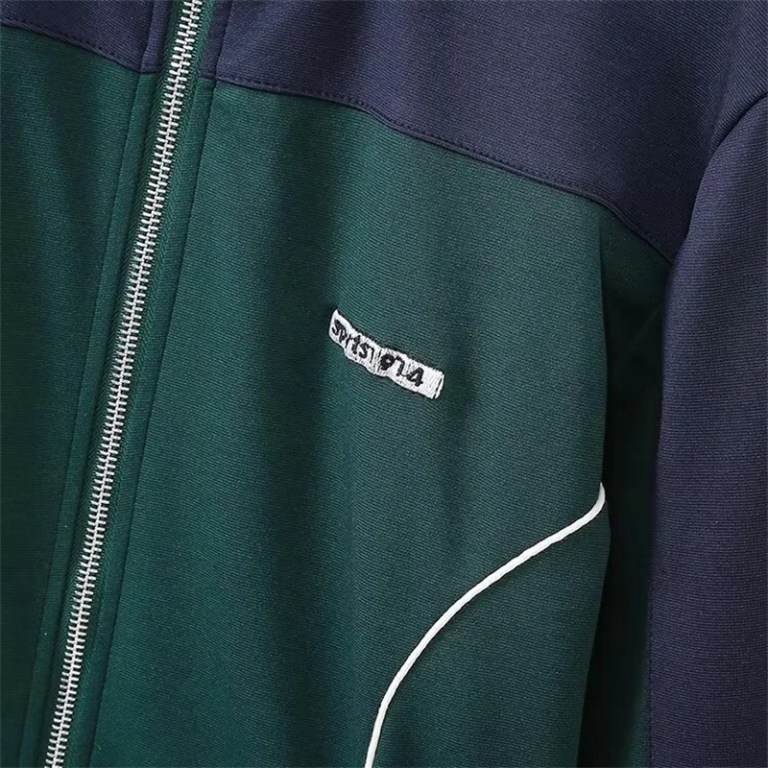 Preppy style Women’s Contrasting Color Zipper Threaded Patchwork Jacket Trackie set Preppy style Women’s Contrasting Color Zipper Threaded Patchwork Jacket Trackie set