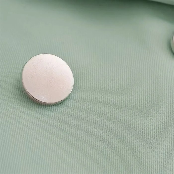 Women’s Pale Green Suit Jacket – Double-Breasted with Satin Stitching