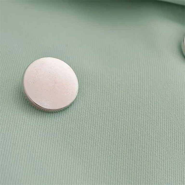 Women’s Pale Green Suit Jacket – Double-Breasted with Satin Stitching Women’s Pale Green Suit Jacket – Double-Breasted with Satin Stitching