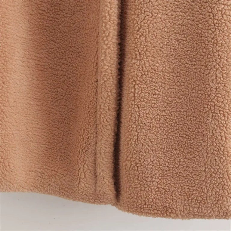 Women Wool Thick Warm Pockets Button-up Loose Faux Fur Coat Women Wool Thick Warm Pockets Button-up Loose Faux Fur Coat