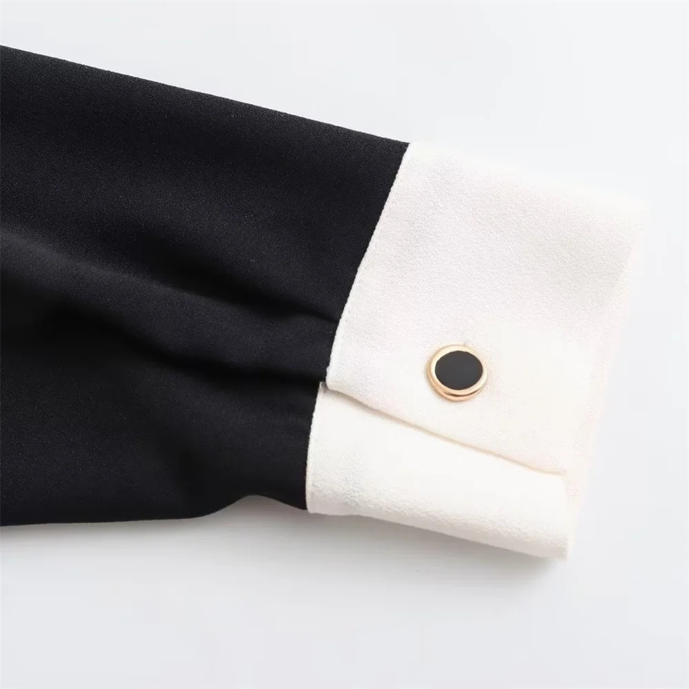 Women’s Slim Fit Polo Collar Single Breasted Black Shirt Mini Dress