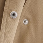 Women’s Hooded Khaki Trench Coat – Casual Pocket Trim, Single-Breasted Long Outerwear