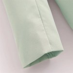 Women’s Pale Green Suit Jacket – Double-Breasted with Satin Stitching Women’s Pale Green Suit Jacket – Double-Breasted with Satin Stitching