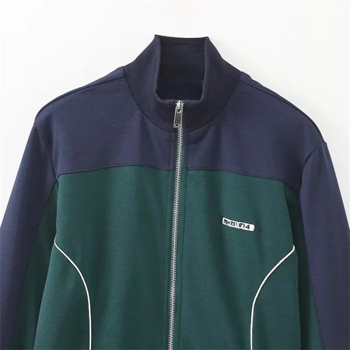 Preppy style Women’s Contrasting Color Zipper Threaded Patchwork Jacket Trackie set Preppy style Women’s Contrasting Color Zipper Threaded Patchwork Jacket Trackie set