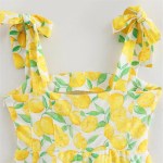 Women’s Lemon Print Sleeveless Mini Dress with Adjustable shoulder strap Women’s Lemon Print Sleeveless Mini Dress with Adjustable shoulder strap