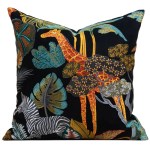 Jungle Giraffe Retro Embroidered Cushion Case – Home Decor