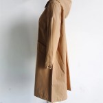 Women’s Hooded Khaki Trench Coat – Casual Pocket Trim, Single-Breasted Long Outerwear