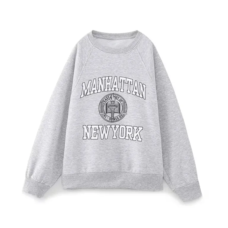 NYC Autumn/Winter Preppy Thick Warm Oversize Loose Sweatshirt NYC Autumn/Winter Preppy Thick Warm Oversize Loose Sweatshirt