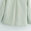 Women’s Pale Green Suit Jacket – Double-Breasted with Satin Stitching