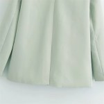 Women’s Pale Green Suit Jacket – Double-Breasted with Satin Stitching Women’s Pale Green Suit Jacket – Double-Breasted with Satin Stitching