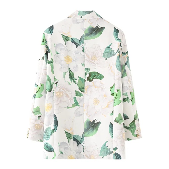 Pastel Women’s Floral Leaf Print Suit – Single-Breasted with Double Pockets Pastel Women’s Floral Leaf Print Suit – Single-Breasted with Double Pockets