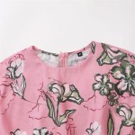 Women’s Hollow Midriff Flower Print Slim Back Slit Sundress