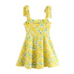 Women’s Lemon Print Sleeveless Mini Dress with Adjustable shoulder strap Women’s Lemon Print Sleeveless Mini Dress with Adjustable shoulder strap
