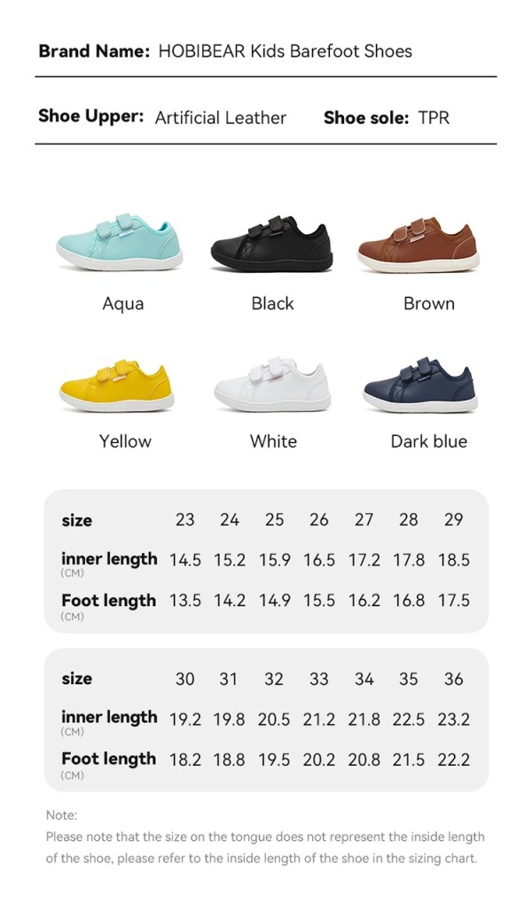 HOBIBEAR Kids Barefoot Wide Toe Minimalist Sneakers Lightweight Hook Loop Shoes HOBIBEAR Kids Barefoot Wide Toe Minimalist Sneakers Lightweight Hook Loop Shoes