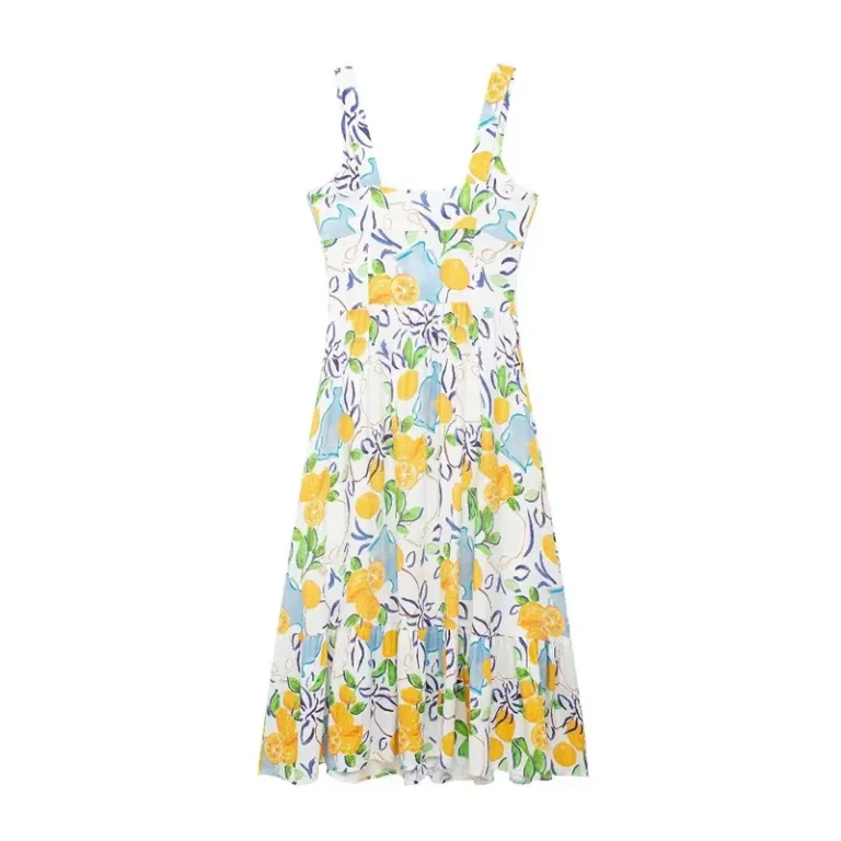 Women’s Holiday Lemon Print Slip Dress