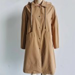 Women’s Hooded Khaki Trench Coat – Casual Pocket Trim, Single-Breasted Long Outerwear