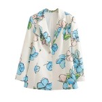 Autumn Pastel Floral Print Blazer Jacket – One-Button Slim Fit