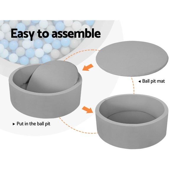 Keezi Kids Ball Pit 90x30cm Ocean Foam Play Pool Barrier Toys Children Grey Keezi Kids Ball Pit 90x30cm Ocean Foam Play Pool Barrier Toys Children Grey