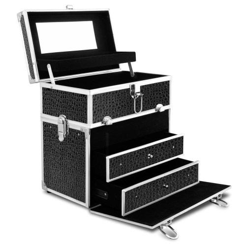 Embellir Portable Cosmetic Beauty Makeup Carry Case with Mirror – Crocodile Black Embellir Portable Cosmetic Beauty Makeup Carry Case with Mirror – Crocodile Black