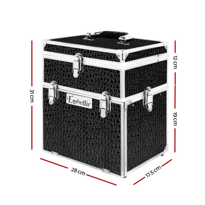 Embellir Portable Cosmetic Beauty Makeup Carry Case with Mirror – Crocodile Black Embellir Portable Cosmetic Beauty Makeup Carry Case with Mirror – Crocodile Black