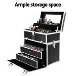 Embellir Portable Cosmetic Beauty Makeup Carry Case with Mirror – Crocodile Black