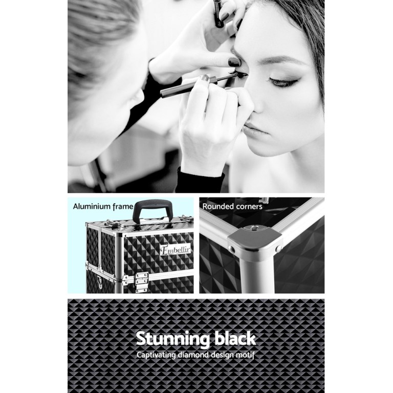Embellir Portable Cosmetic Beauty Makeup Case – Diamond Black Embellir Portable Cosmetic Beauty Makeup Case – Diamond Black