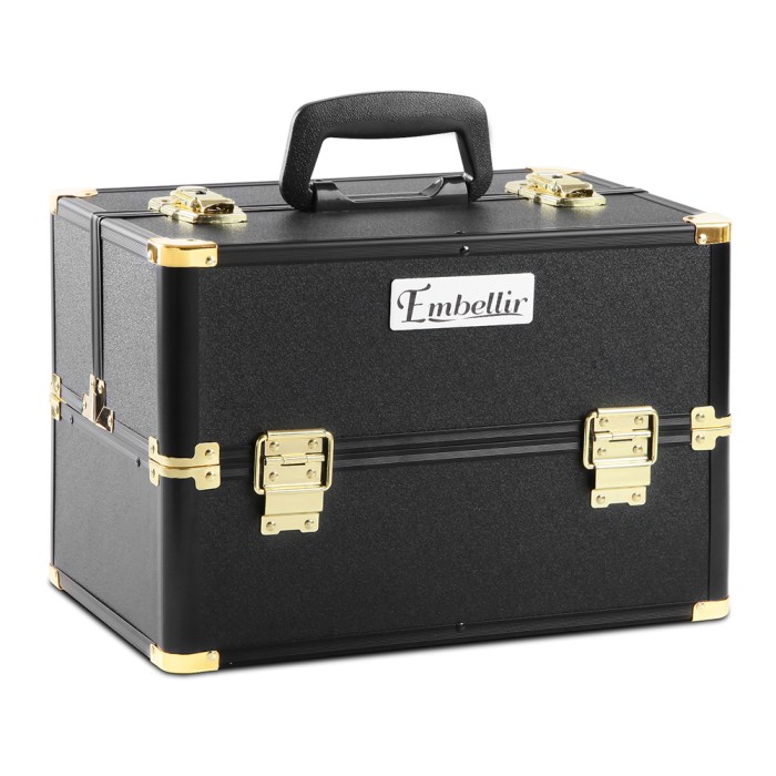 Embellir Portable Cosmetic Beauty Makeup Case – Black & Gold Embellir Portable Cosmetic Beauty Makeup Case – Black & Gold