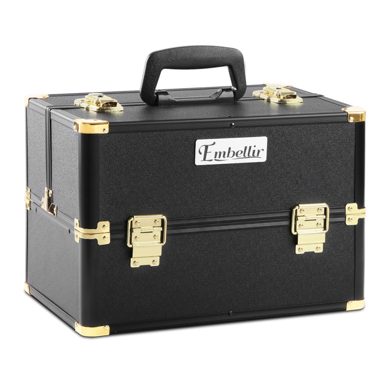 Embellir Portable Cosmetic Beauty Makeup Case – Black & Gold Embellir Portable Cosmetic Beauty Makeup Case – Black & Gold