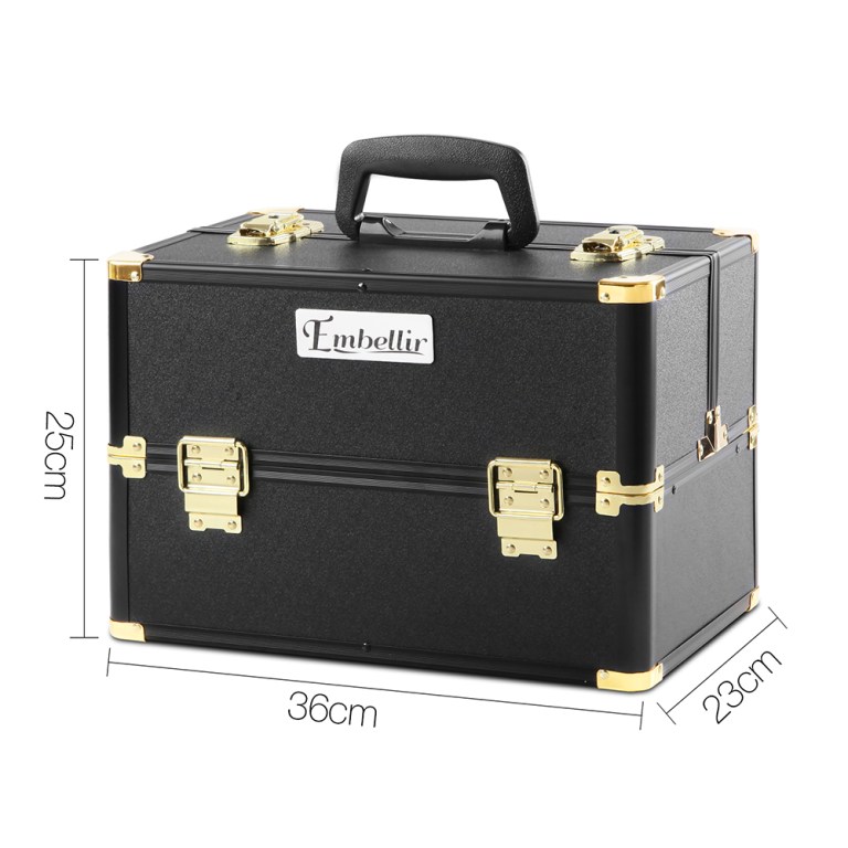 Embellir Portable Cosmetic Beauty Makeup Case – Black & Gold Embellir Portable Cosmetic Beauty Makeup Case – Black & Gold