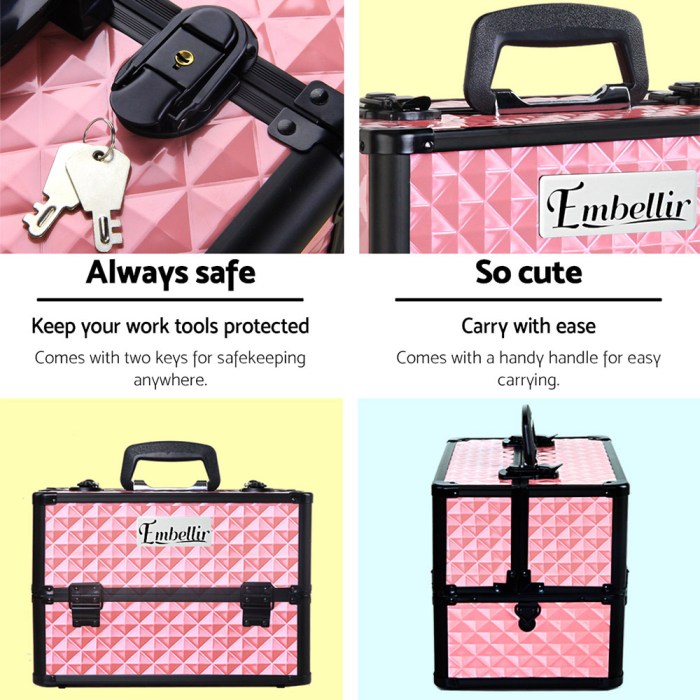 Embellir Portable Cosmetic Beauty Makeup Case – Diamond Pink Embellir Portable Cosmetic Beauty Makeup Case – Diamond Pink