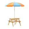 Keezi Kids Outdoor Table and Chairs Picnic Bench Umbrella Set Water Sand Pit Box Keezi Kids Outdoor Table and Chairs Picnic Bench Umbrella Set Water Sand Pit Box