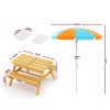 Keezi Kids Outdoor Table and Chairs Picnic Bench Umbrella Set Water Sand Pit Box Keezi Kids Outdoor Table and Chairs Picnic Bench Umbrella Set Water Sand Pit Box