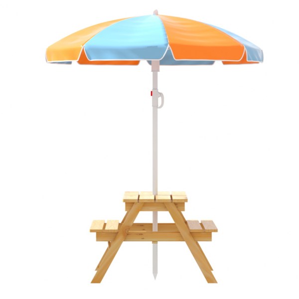 Keezi Kids Outdoor Table and Chairs Picnic Bench Umbrella Set Water Sand Pit Box Keezi Kids Outdoor Table and Chairs Picnic Bench Umbrella Set Water Sand Pit Box