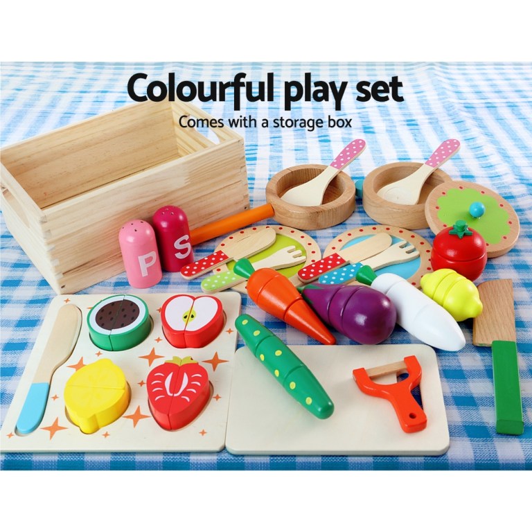 Keezi Kids Kitchen Play Set Wooden Pretend Toys Cooking Utensils Pots Pans Food Keezi Kids Kitchen Play Set Wooden Pretend Toys Cooking Utensils Pots Pans Food