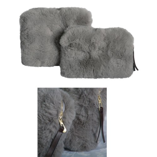 J.Elliot Home Demi Set of 2 Cosmetic Pouches Silver Grey J.Elliot Home Demi Set of 2 Cosmetic Pouches Silver Grey