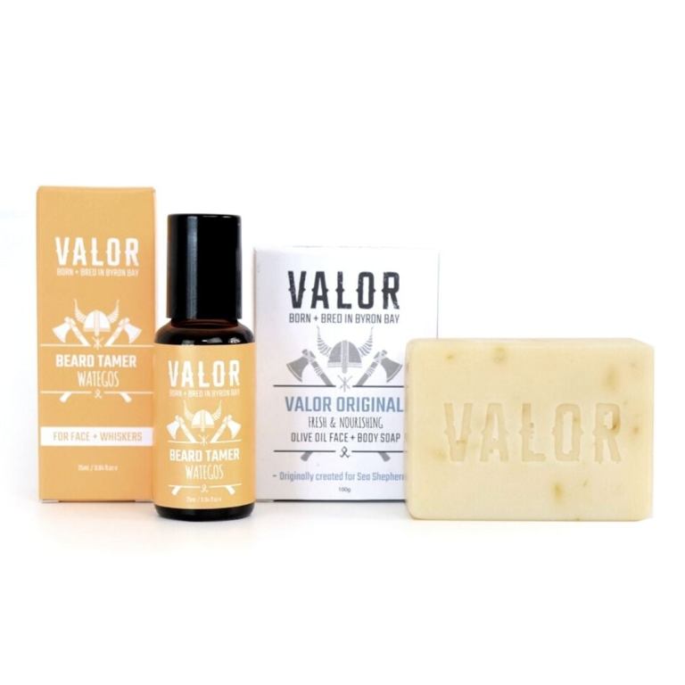 Valor – Tame Duo – Beard Tamer Wategos + Peppermint & Hemp Workers Soap