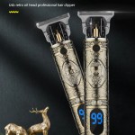 LCD Hair Clipper Barber Professional Electric Trimmer Shaver Beard Vintage – Gold