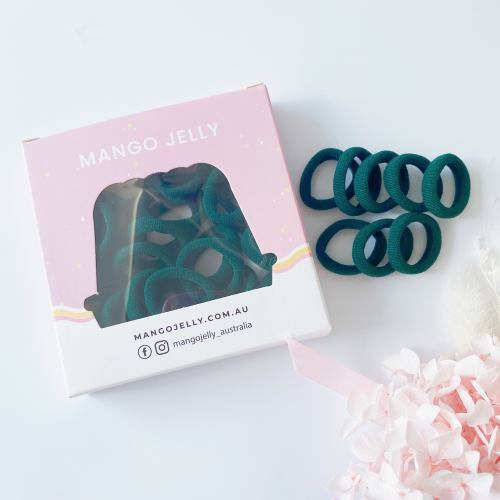 MANGO JELLY Metal Free Hair Ties (3cm) – School Colour Bottle Green 36P – One Pack