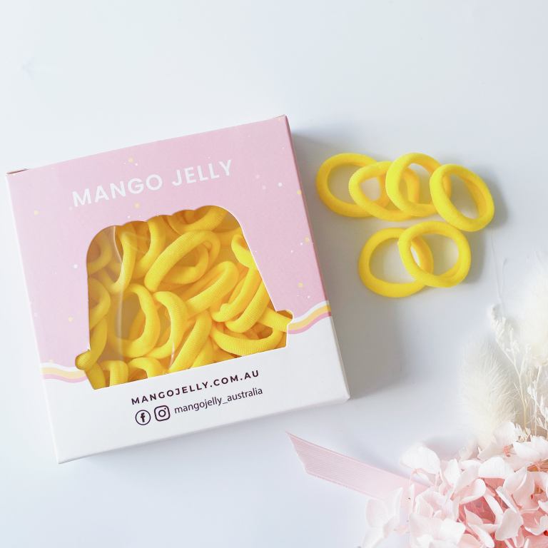 MANGO JELLY Metal Free Hair Ties (3cm) – School Colour Yellow 36P – One Pack MANGO JELLY Metal Free Hair Ties (3cm) – School Colour Yellow 36P – One Pack