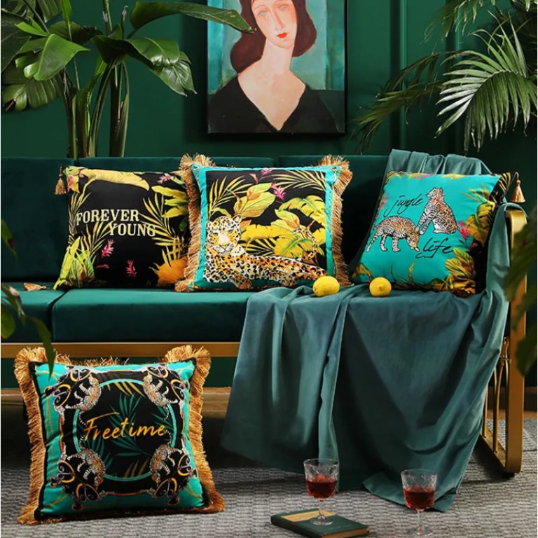 Green Luxury Velvet Leopard Print Cushion Green Luxury Velvet Leopard Print Cushion