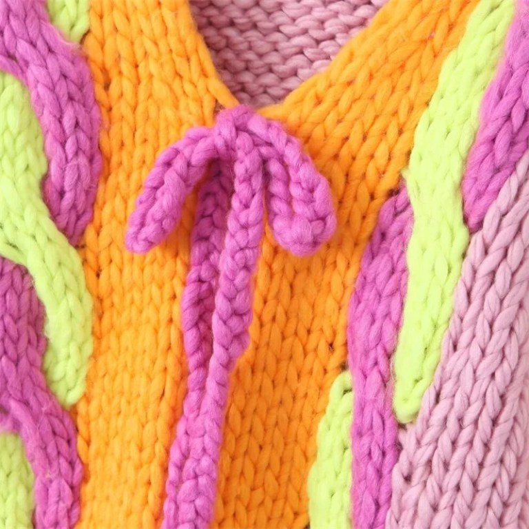 KEYANKETIAN Winter Handmade Sweater Boho Holiday wind Contrast Color Coarse Yarn Twist Knit Cardigans