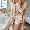 Women’s Summer Bridesmaid Satin Pyjama Short Set with Robe Women’s Summer Bridesmaid Satin Pyjama Short Set with Robe
