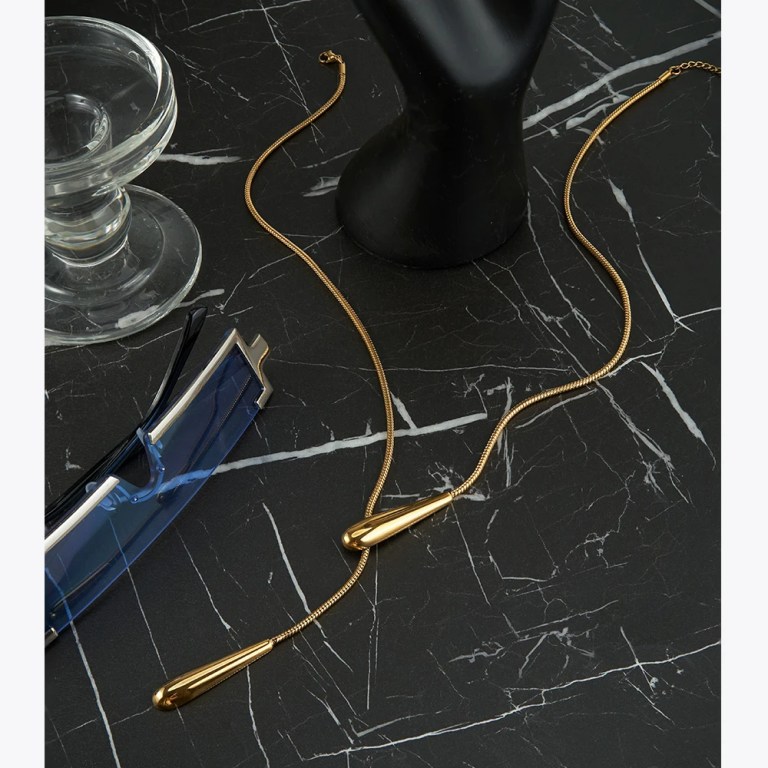Collares Rain Drop Snake Chain Pendant Necklace